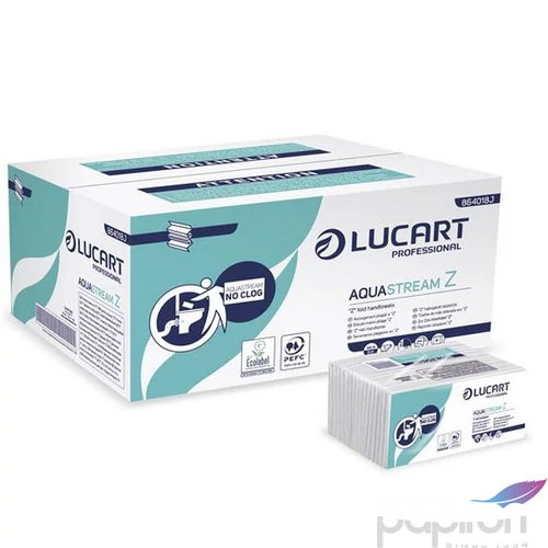 Kéztörlő Z hajtogatott 2 2 rétegű 242lap LUCART Aquastream fehér