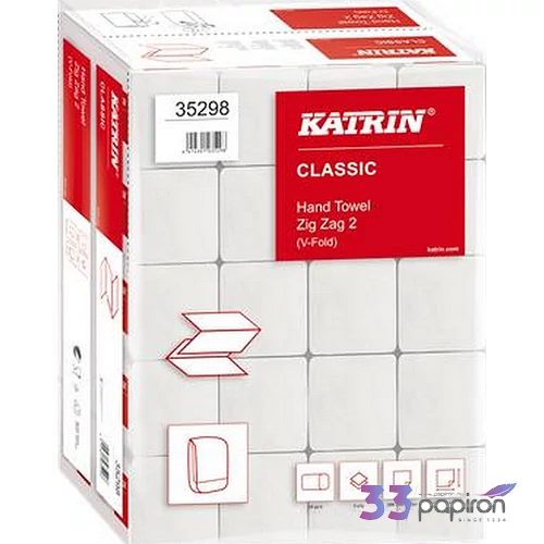 Kéztörlő Z hajtogatott KATRIN 2 rétegű, 200 lap KATRIN, fehér KHH375H