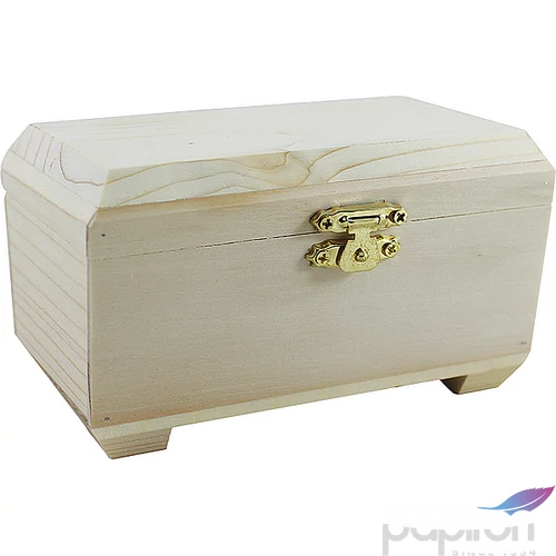 Fa Kincses láda lapos tetejű 15x9x9cm tömör fa