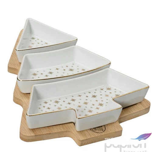 Kínáló szett karácsonyi 24' fenyőfa alakú, fa tálcán 31cmx22.5cmx5.2cm sdkae