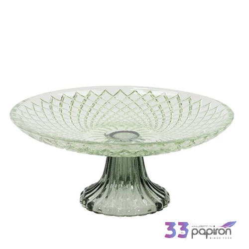 Kínálótál tortás tálca 24' üvegből menta zöld dombor nyomott minta 25x10,5 cm sdkae