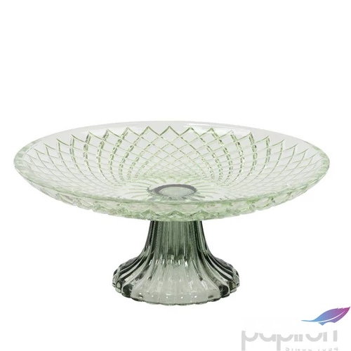 Kínálótál tortás tálca 24' üvegből menta zöld dombor nyomott minta 25x10,5 cm sdkae