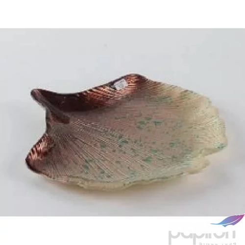 Tányér 25cm üveg Line Leaf kék pöttyös zöld és barna