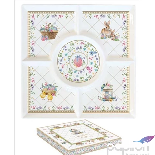 Kínálótálca porcelán 25x25cm, Spring Bloom dobozban,