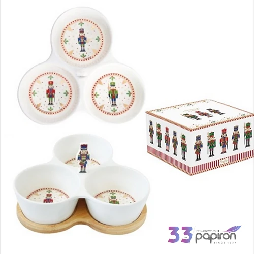Kínálótálka szett porcelán 3db-os 20,5x17cm Nutcracker dobozban