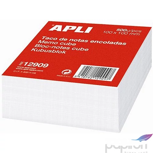 Kockatömb Apli 100x100mm ragasztott, fehér (500lap/csom) Irodai kiegészítők