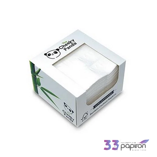 Koktélszalvéta bambusz 1/4 hajtogatott 2rétegű 25x25 cm 100 db CHEEKY PANDA fehér