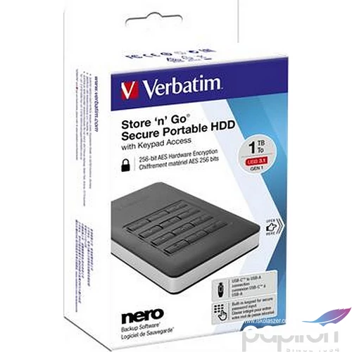 Kölső memória SSD 1TB VERBATIM Store`n`Go, USB3.1 fekete Adattárolók VERBATIM 53230