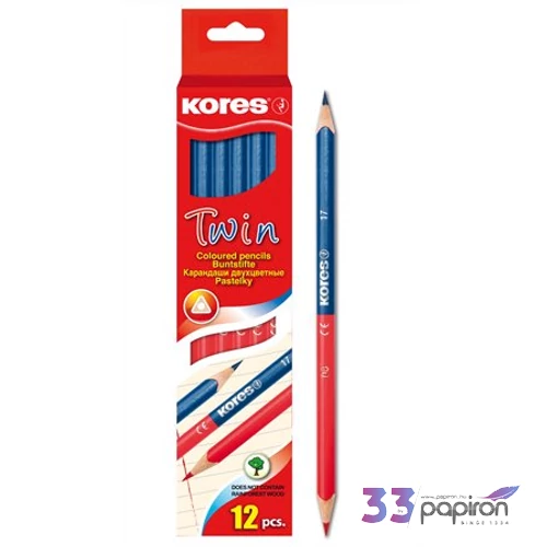 Postairon piros-kék Kores Twin háromszögletű vékony Írószerek KORES 94871