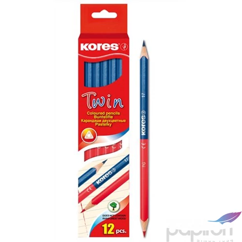 Postairon piros-kék Kores Twin háromszögletű vékony Írószerek KORES 94871
