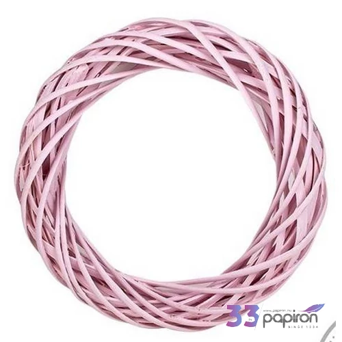 Koszorú alap vesszőből rattan koszorú, 40cm pink