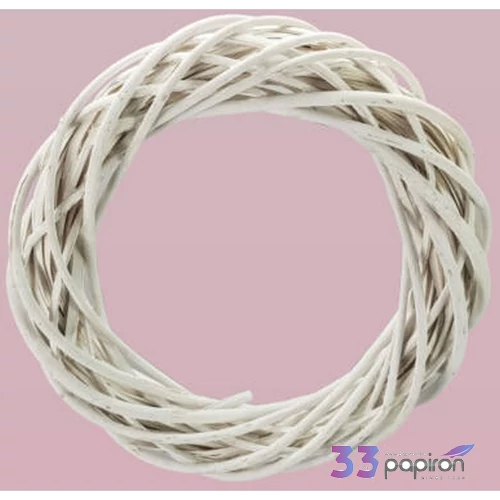 Koszorú vesszőből 30cm fehér 30cm