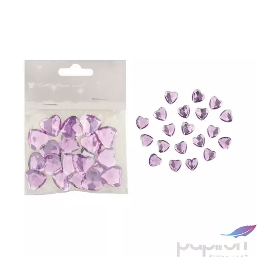 Kreatív dekor gyöngy öntapadós szív minta, lila 2cm, 20db/csomag