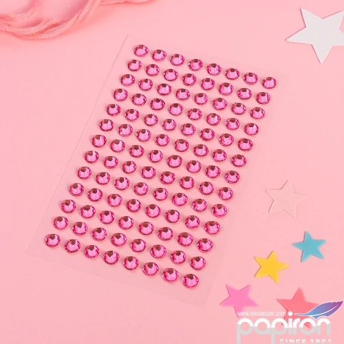 Kreatív dekor strasszkő öntapadós pink, 10mm