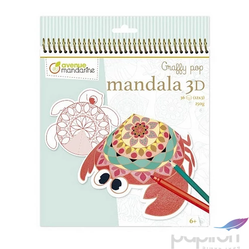 Kreatív színező spirálos Avenue Mandarine Graffy Pop Mandala 3D, spirálos, Tengeri állatok GY094C
