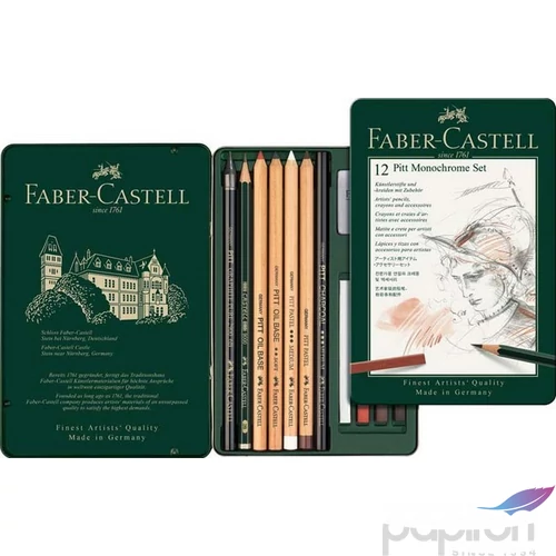 Faber-Castell grafitkréta művészkréta szett 12db fémdoboz AG-Pitt prémium minőségű termék 112975