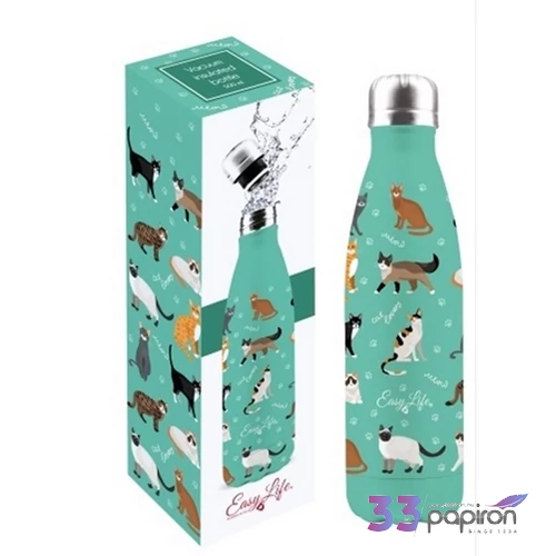 Kulacs duplafalú 500ml rozsdamentes acél hőtartó útipalack The Cats