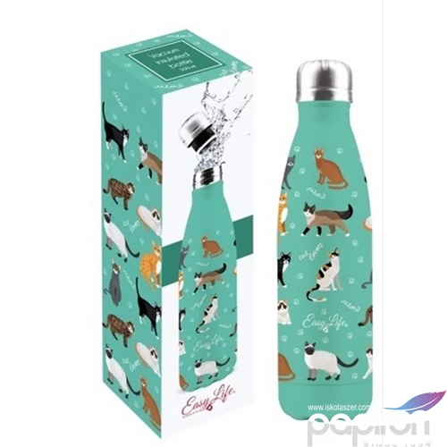 Kulacs duplafalú 500ml rozsdamentes acél hőtartó útipalack The Cats