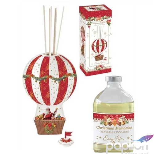 Illatosító olaj szett narancs-fahéj 100ml, rattanpálcikával Porcelántégellyel 10x17cm Christmas