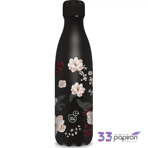 Ars Una kulacs fém 500ml 24'' duplafalú Flowery black 55813747 Prémium minőség