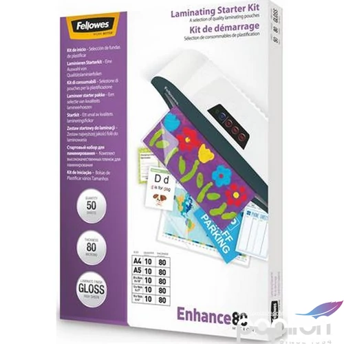 LamináLó fólia 80 mik Fellowes Meleglamináló-fólia fényes,50 db