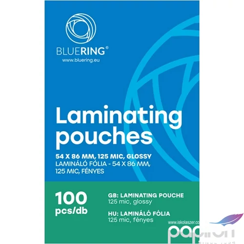 Lamináló fólia 125mik 54x86mm 100 db/doboz Bluering
