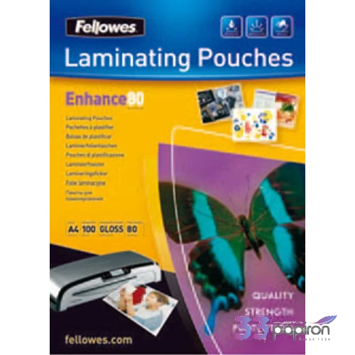 LamináLó fólia 80mik Fellowes A3 fényes lamináló fólia, 80mik 100db/csom