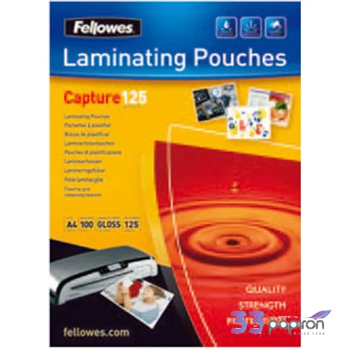 LamináLó fólia 125mik Fellowes A2 fényes meleglamináló fólia 50db/csom