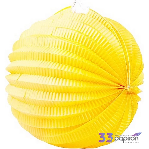 Lampion papír gömb 22cm citromsárga színes Gömb