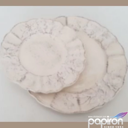 Tányér lapos kerámia 28,5x1,8cm virágos bordó lapostányér kézzel festett