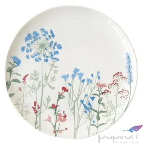 Tányér lapos porcelán 26cm, Herbarium lapostányér kézzel festett