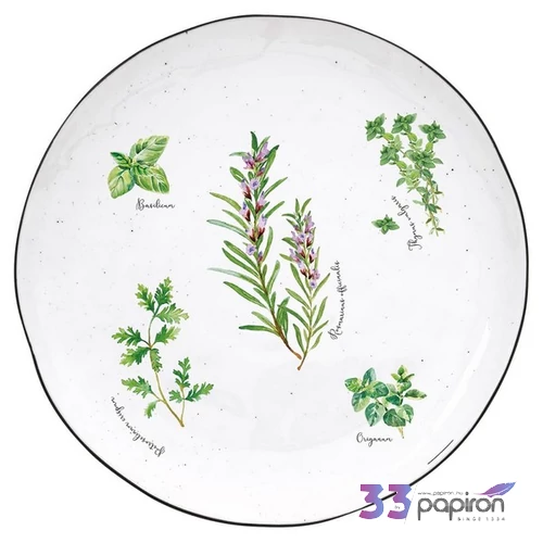 Tányér lapos porcelán 27cm, Country Life lapostányér kézzel festett