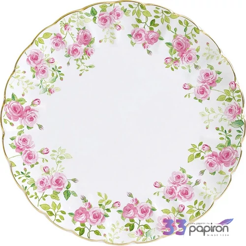 Tányér lapos porcelán 26cm, Zen Garden White lapostányér kézzel festett