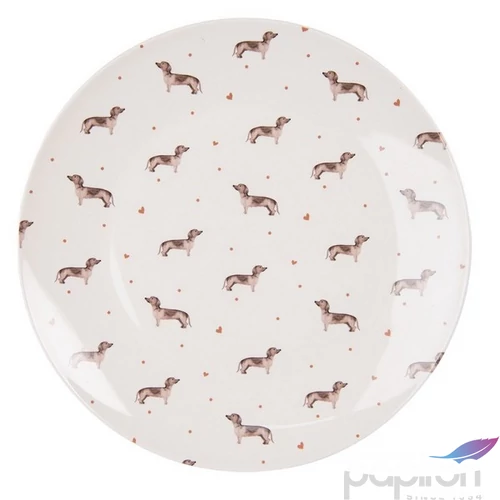 Tányér lapos porcelán 26cm, Fleuri terracotta lapostányér kézzel festett