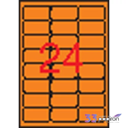 Etikett Apli 64x33, 9 -24- kerekített neon sárga LCA2870
