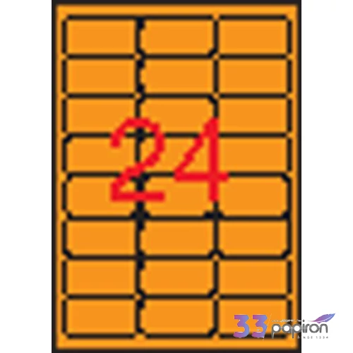 Etikett Apli 64x33, 9 -24- kerekített neon narancs LCA2871