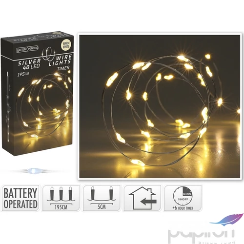 Égősor fényfűzér 40 led '24 ezüst 40 led kpm