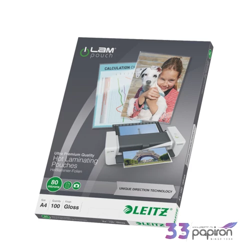 LamináLó fólia 80mik Leitz STANDARD meleg UDT A4 80 mikron 100db/cs Leitz 100db rendelési egység ár 1dob/1