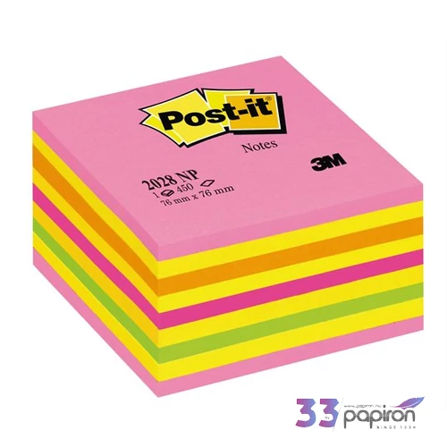Öntapadó jegyzettömb 76x76mm 3M/Post-it 2028-NP Lollipop pink 450lap