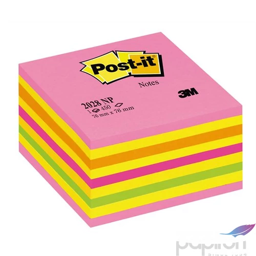 Öntapadó jegyzettömb 76x76mm 3M/Post-it 2028-NP Lollipop pink 450lap