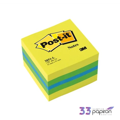 Öntapadós jegyzetömb 51x51mm 3M/Post-it mini lime 2051L 400lap/csom