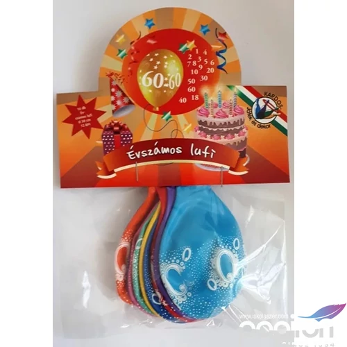 Paty lufi 30cm gömb Évszámos 0 vegyes színű évszámmal ellátott Party Lu (10db/csomag) [5997446731481]