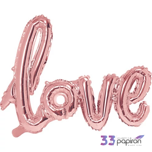Partylufi fólia love felirat rosegold