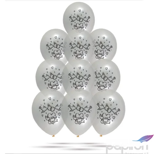Paty lufi, esküvőre 30cm átlátszó,arany mintával 10db/cs