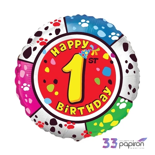 Partylufi fólia 18'' gömb Szülinapi Happy 1st Birthday Fólia Léggömb+hélium