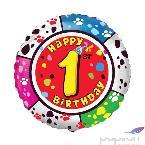 Paty lufi fólia 18'' gömb Szülinapi Happy 1st Birthday Fólia Léggömb+hélium