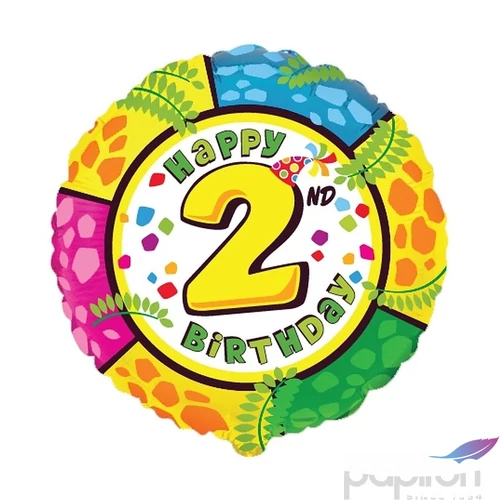 Paty lufi fólia 18'' gömb Szülinapi Happy 2nd Birthday Fólia Léggömb+hélium