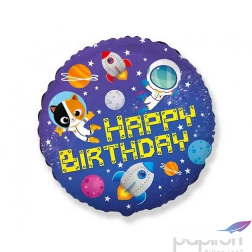 Paty lufi fólia 18"Gömb HB.koz Happy Birthday kozmosz
