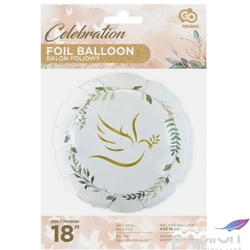 Paty lufi fólia 45cm galamb, levelekkel kerek