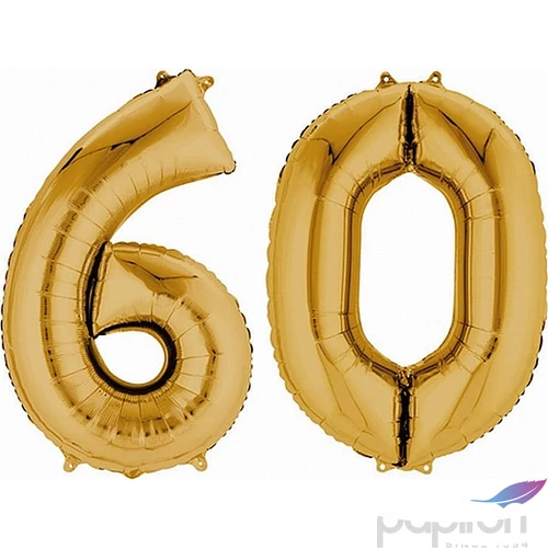 Paty lufi fólia 60 szám 86cm arany színű 60-as szám léggömb Fólia Léggömb+hélium